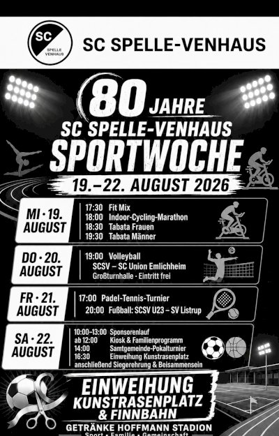Zum 80-jährigen Bestehen: Mittwoch beginnt die Sportwoche des SC Spelle-Venhaus