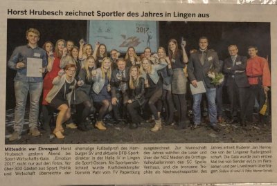 Emsländische Sportlerwahl: Volleyballerinnen Vorbild für die Speller Fußballer